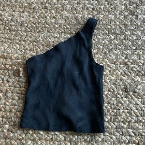 Urban Outfitters | One Shoulder Black Crop Tank